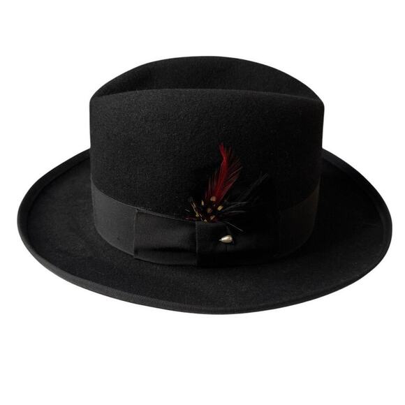 Stacy Adams Men’s Fedora Wool Hat Size Small Black 21 Inch Circumference - Picture 1 of 8